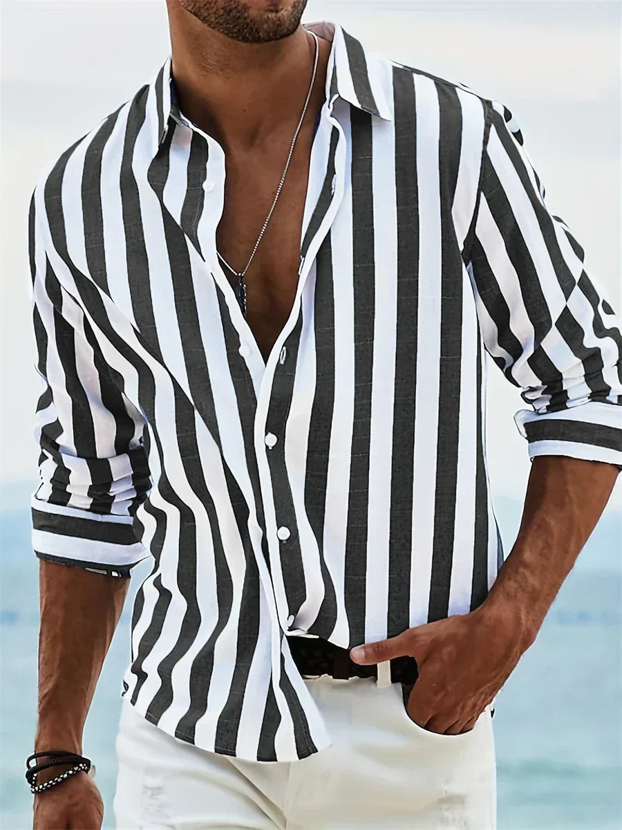 Nova Herren Sommer Gestreiftes Lässiges Relaxed Shirt