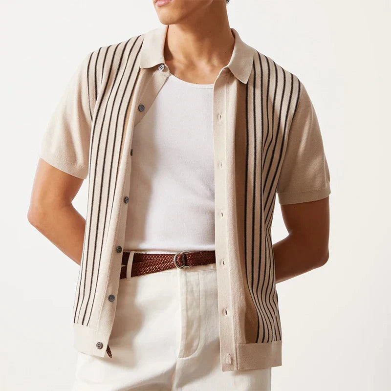 Polo-Shirt Für Herren Mit Streifen Und Kurzen Ärmeln – Frühling, Sommer
