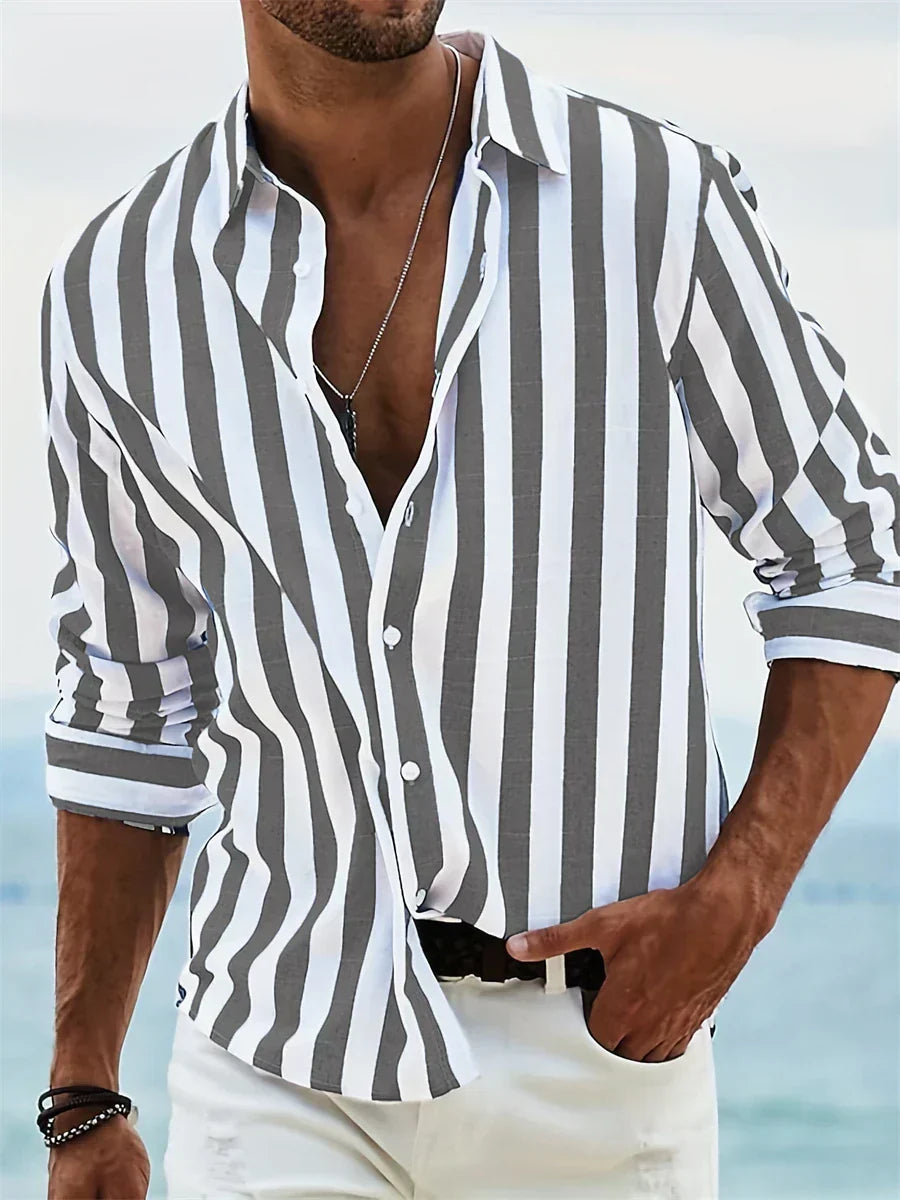 Nova Herren Sommer Gestreiftes Lässiges Relaxed Shirt