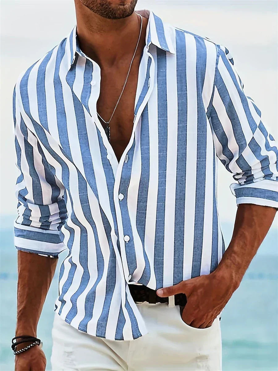 Nova Herren Sommer Gestreiftes Lässiges Relaxed Shirt
