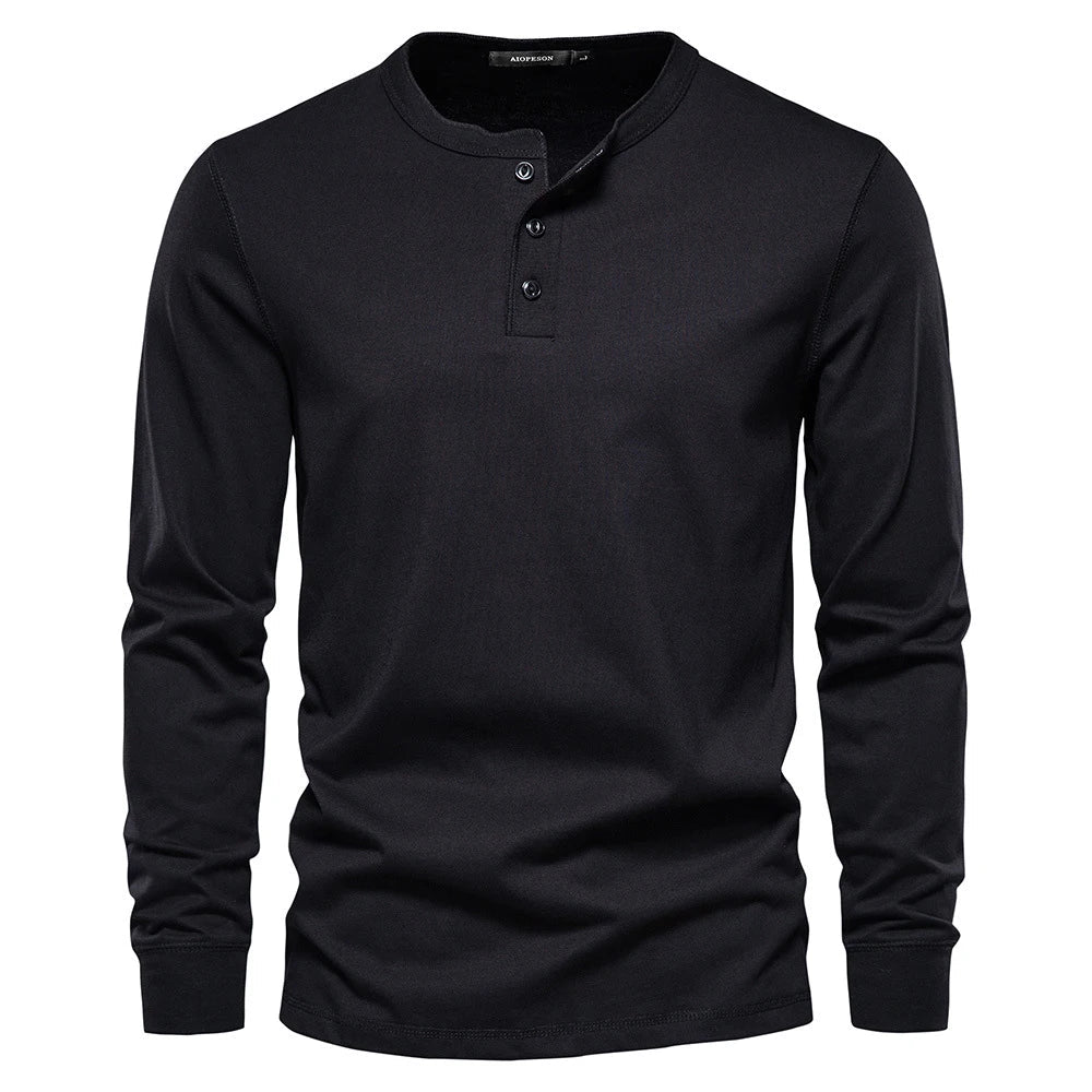 Novaro Stilvolles Langarm-Henley-Herren-Shirt Für Herren
