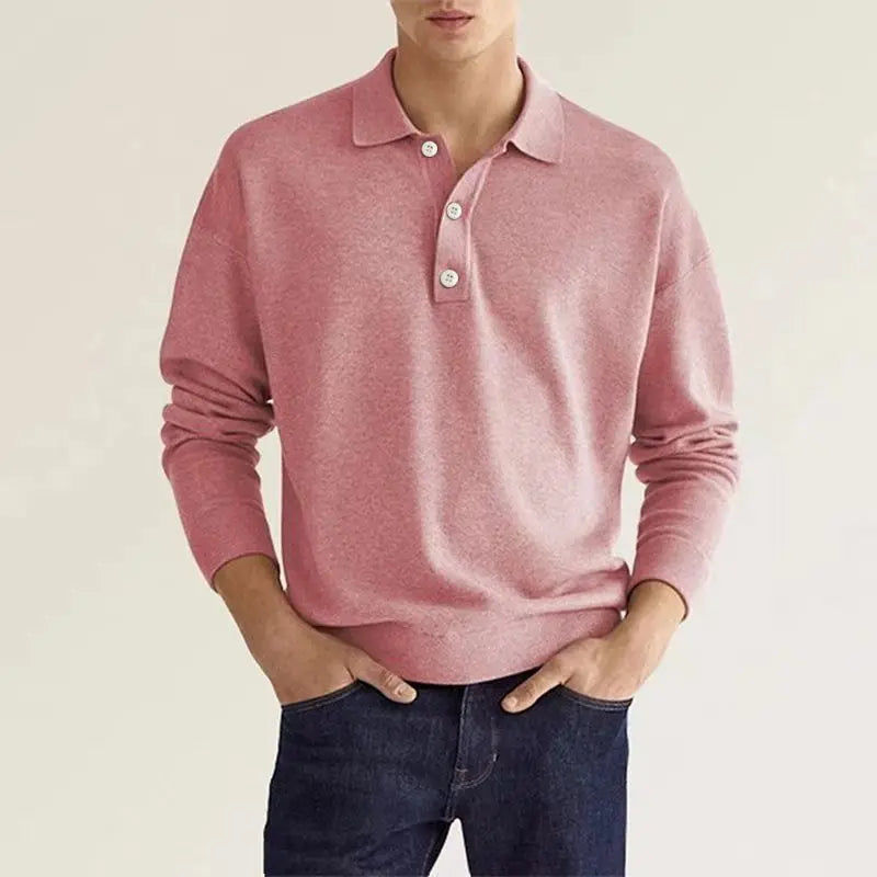 NovaFlex Herren Langarm Casual Strick Polohemd Alltagslook Stilvoll