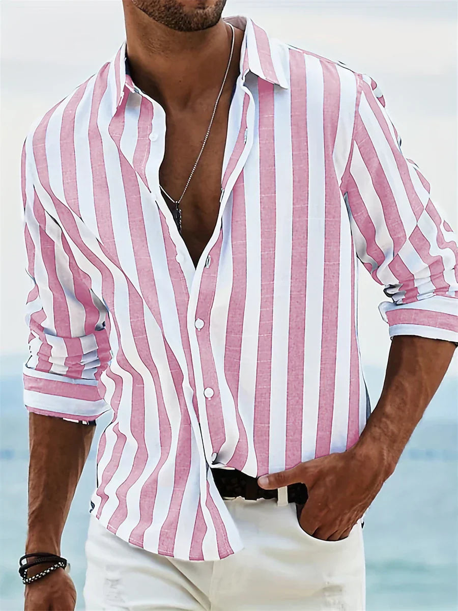 Nova Herren Sommer Gestreiftes Lässiges Relaxed Shirt
