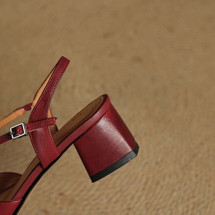 Damen Slingback Mit Blockabsatz Criss-Cross Knöchelriemen Quadratische Zehenform