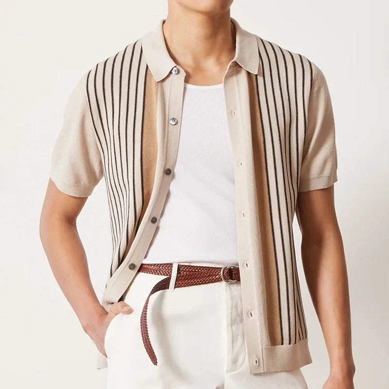 Polo-Shirt Für Herren Mit Streifen Und Kurzen Ärmeln – Frühling, Sommer
