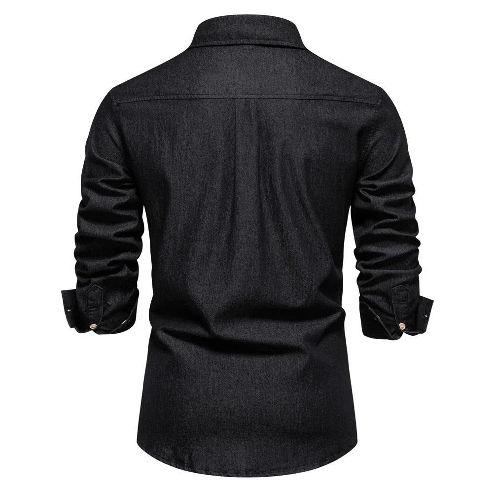 Atlas Herren Hemd Aus Hellblauem Denim Mit Knöpfen