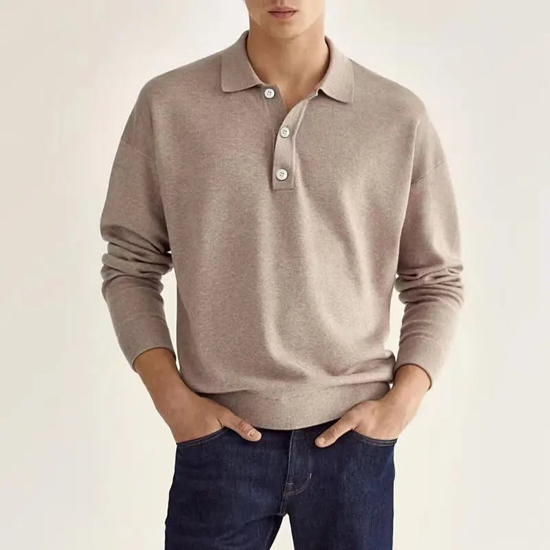 NovaFlex Herren Langarm Casual Strick Polohemd Alltagslook Stilvoll