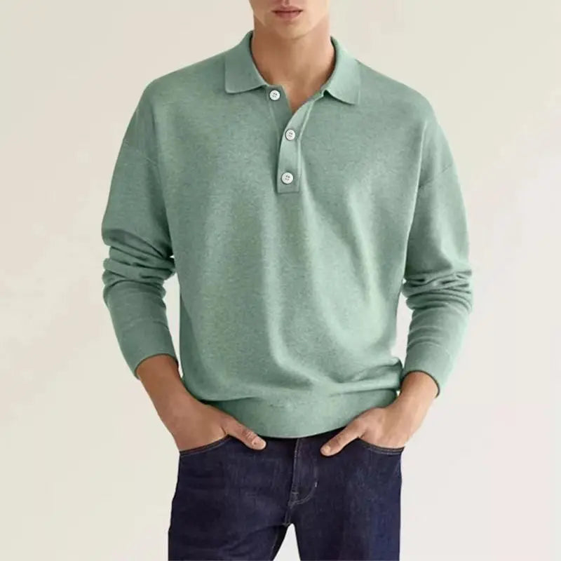 NovaFlex Herren Langarm Casual Strick Polohemd Alltagslook Stilvoll