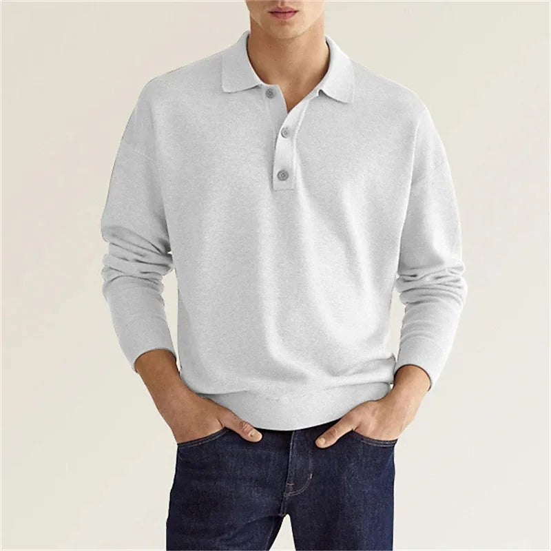 NovaFlex Herren Langarm Casual Strick Polohemd Alltagslook Stilvoll