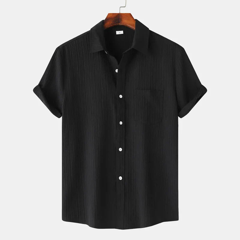 Herren Kurzarm Hemd Mit Polo-Kragen Und Brusttasche