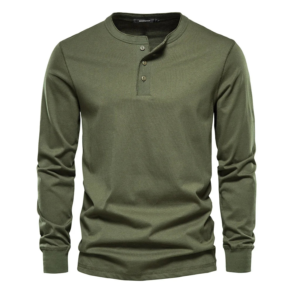 Novaro Stilvolles Langarm-Henley-Herren-Shirt Für Herren