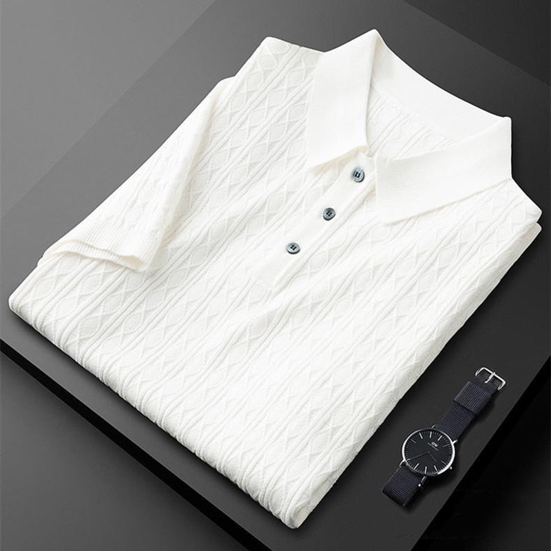 Herren Poloshirt Mit Strukturiertem Kurzarm Und Drei-Knopf-Leiste