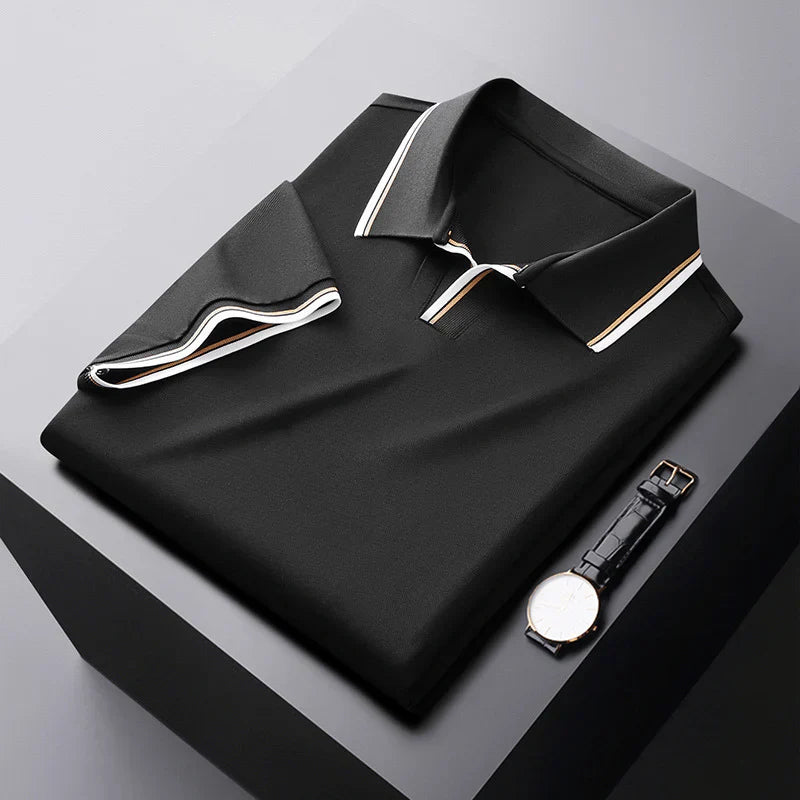 Herren Kurzarm Piqué Polo Mit Spread-Kragen Und Kontraststreifen Smart Casual