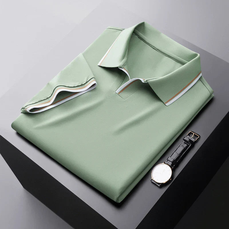 Herren Kurzarm Piqué Polo Mit Spread-Kragen Und Kontraststreifen Smart Casual