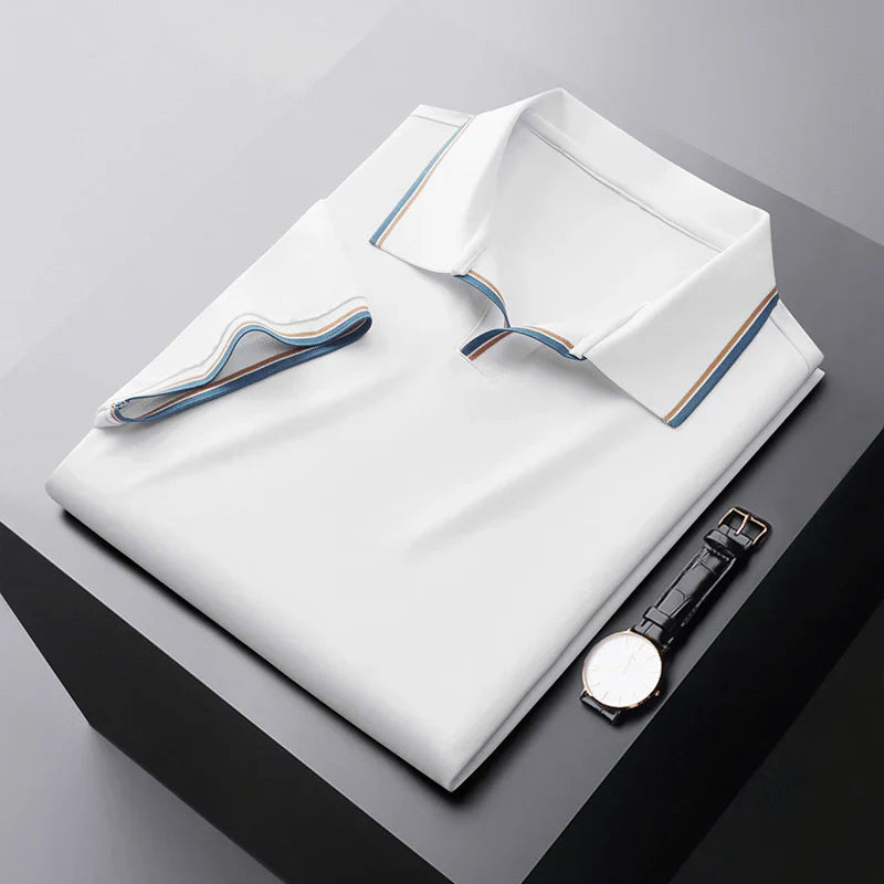 Herren Kurzarm Piqué Polo Mit Spread-Kragen Und Kontraststreifen Smart Casual