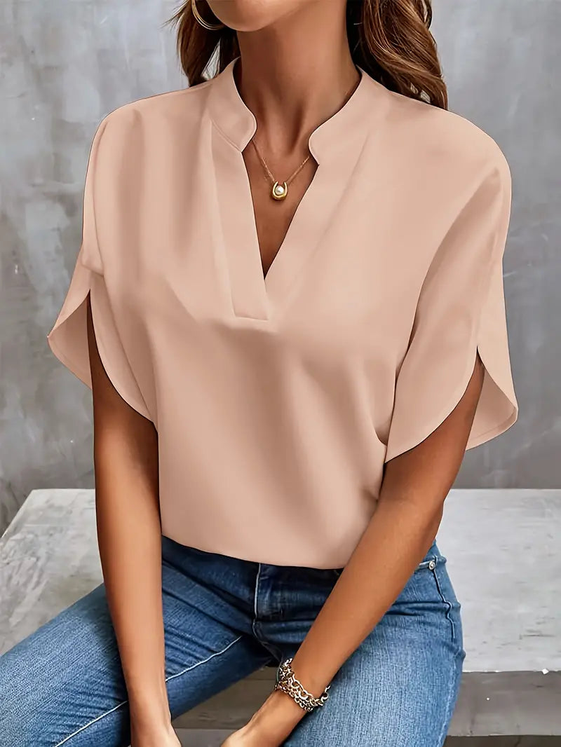 Damen Lockere Leichte Bluse, Elegantes Frühlingsoberteil Mit Fließendem Schnitt