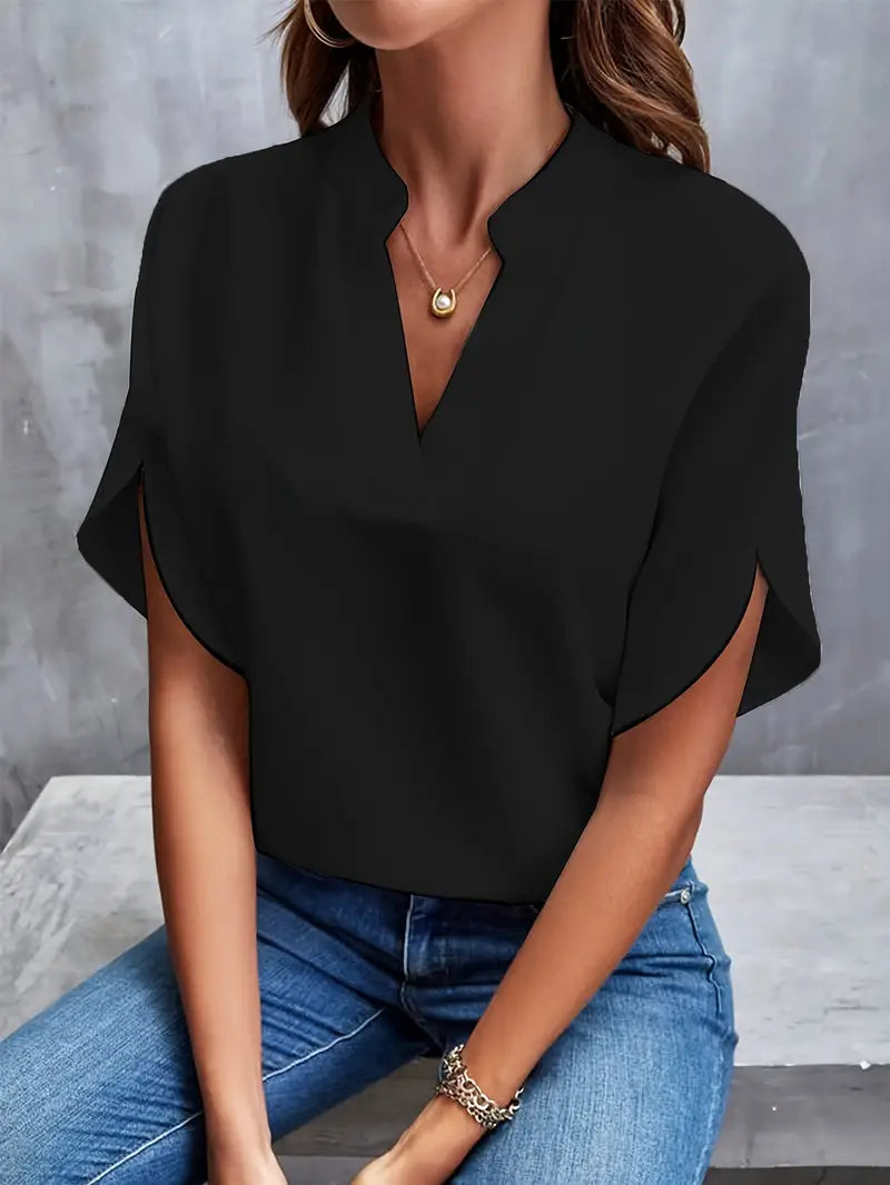 Damen Lockere Leichte Bluse, Elegantes Frühlingsoberteil Mit Fließendem Schnitt
