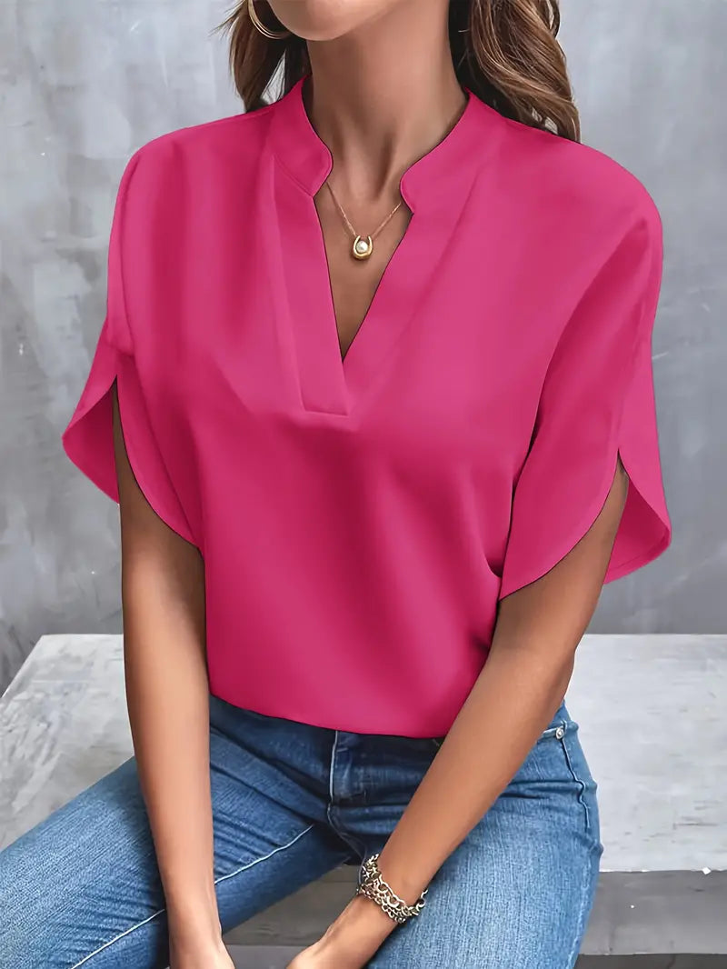 Damen Lockere Leichte Bluse, Elegantes Frühlingsoberteil Mit Fließendem Schnitt