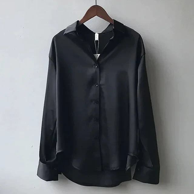 Damen Satinbluse Mit Lässigem Schnitt Und Elegantem Glanz