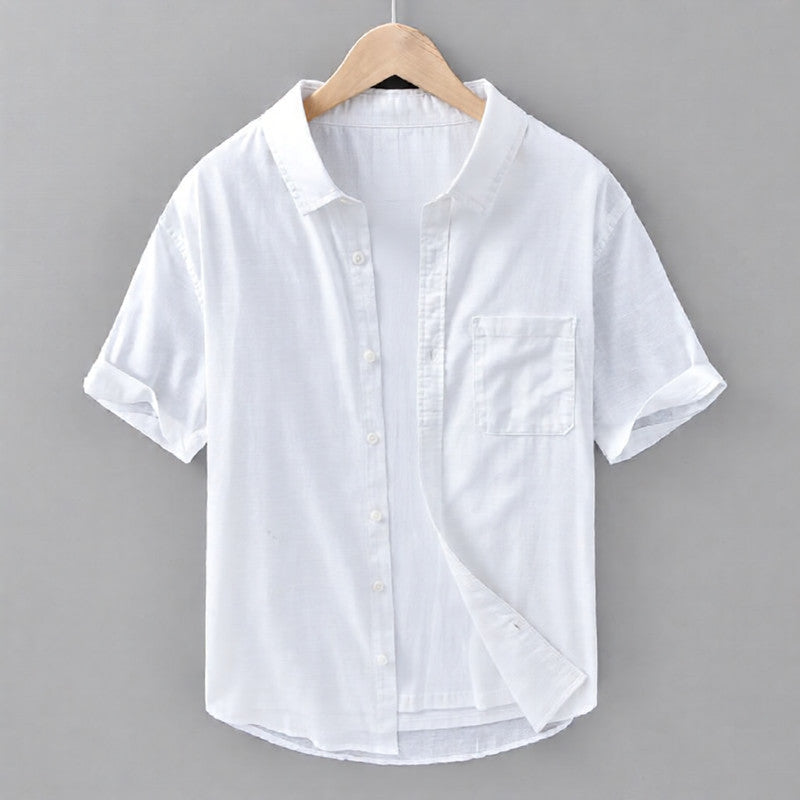 Herren Relaxed Lockeres Kurzarm Sommerhemd Mit Knopfleiste