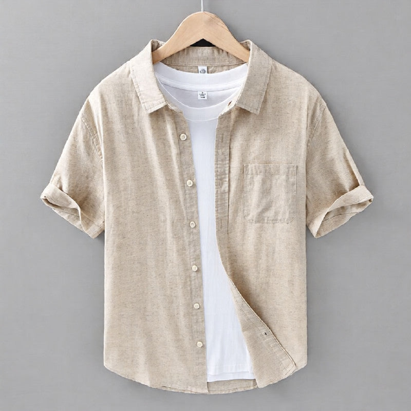 Herren Relaxed Lockeres Kurzarm Sommerhemd Mit Knopfleiste