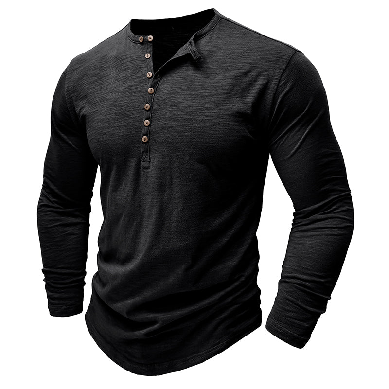 NovaLine Herren Langarm-Henley-Shirt Stilvolle Alltags-Option