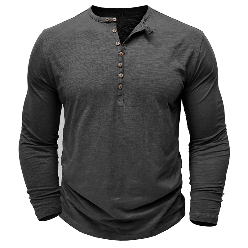 NovaLine Herren Langarm-Henley-Shirt Stilvolle Alltags-Option