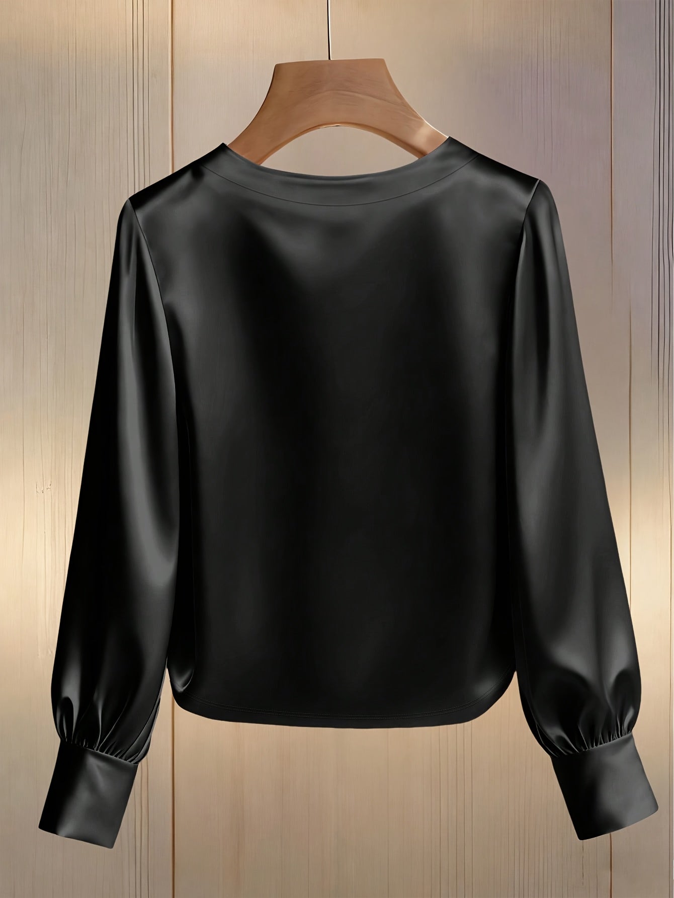 Damen Bluse Mit Satin-Bischofärmeln Und Perlen- und Kristallbesatz