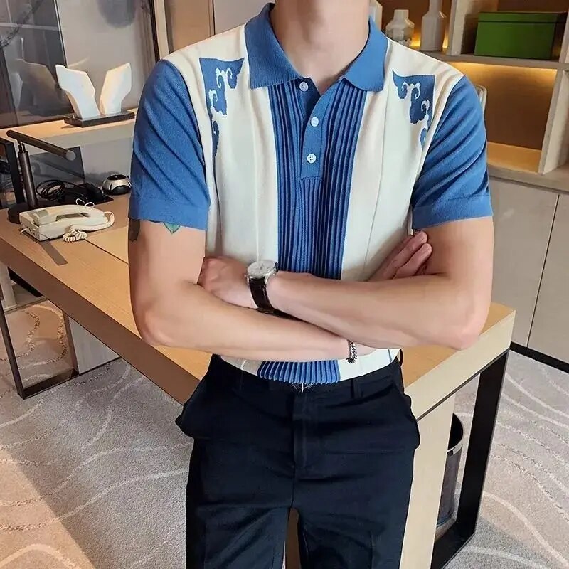 Herren Poloshirt Mit Kurzen Ärmeln Und Kontrastpaneel Sowie Knopfleiste